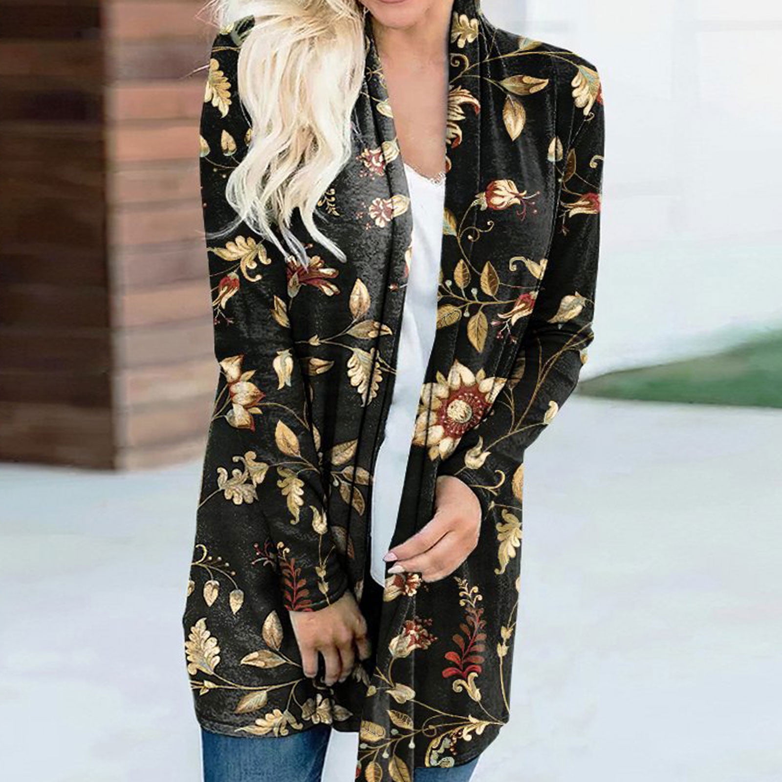 USSUMA Women's Cardigan Outwear Floral 