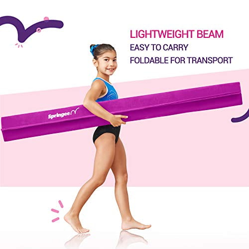 Springee 10ft Balance Beam Extra Firm Suede Folding Gymnastics Beam Purple 