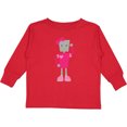 thumbnail image 3 of Inktastic Cute Robot, Girl Robot, Pink Robot With Ribbon Girls Long Sleeve Toddler T-Shirt, 3 of 5