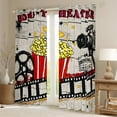 thumbnail image 2 of Manfei Movie Time Curtains and Drapes,Vintage Cinema Ticket Black Out Curtains,Filmstrip Popcorn Curtains Pack of 2 (52x63 Each) For Teens,Super Cozy Room Decor, 2 of 6