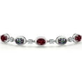 thumbnail image 3 of Gem Stone King 925 Sterling Silver Red Rhodolite Garnet and Green Mystic Topaz, Lab Grown Diamond Bracelet for Women | 5.10 Cttw | Gemstone January Birthstone | Oval 7X5MM | Fully Adjustable 9 inch, 3 of 6