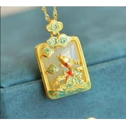Girls' Lotus Fish 22K 23K 24K Thai Yellow Gold GP Filled Necklace Pendant