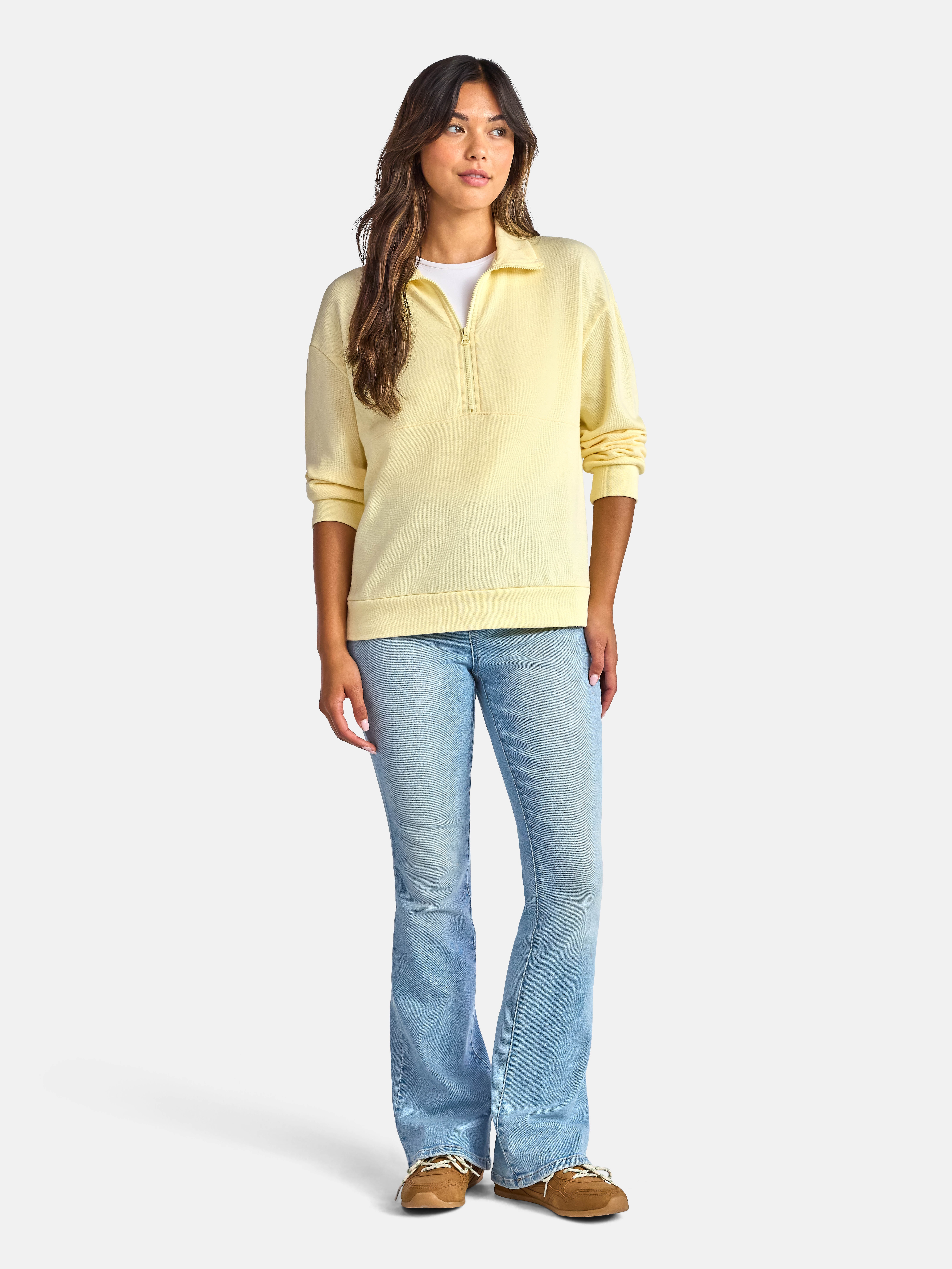 Time and Tru Women's Half Zip Fleece Sweatshirt, Sizes XS-XXXL