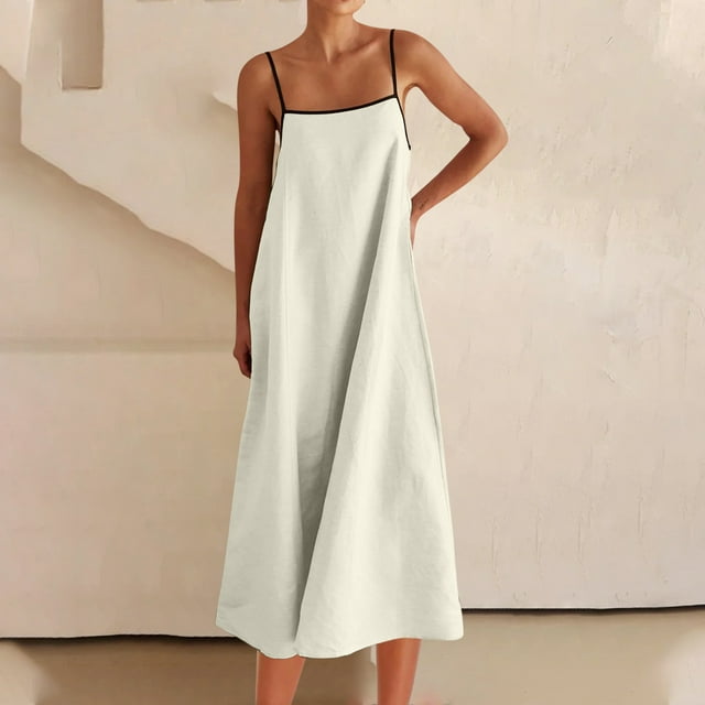 Gspmoly Robes d'Été pour Femmes, Mode Femmes Été Décontracté Solide Camisoles Sans Manches Mini Robe Cocktail Robe Liquidation