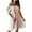 Beige, variant on Womens Summer Dresses Casual Solid Color High Waist Beach Dresses Off the Shoulder Short Puff Sleeves Strapless Bandeau Elasticity Holiday Sundress Midi Dress