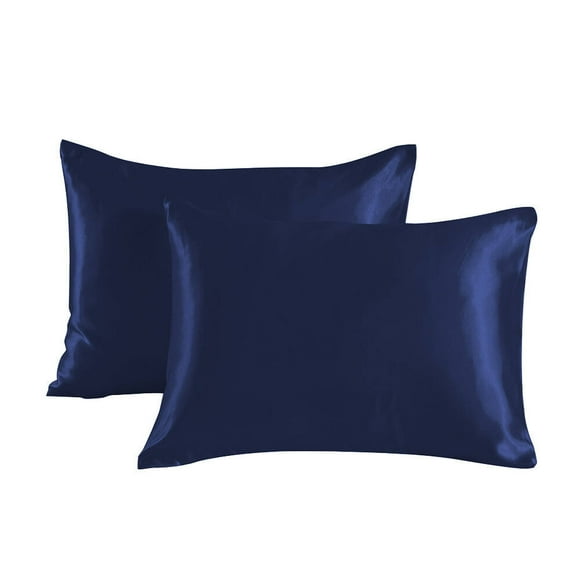 AUQ 2 Pcs Silk Pillow Cases,20"×40" Skin-Friendly Satin Pillowcase,Breathable and Reduces Frizz Blissy Silk Pillow Cases,Blue