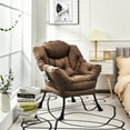 thumbnail image 2 of Costway Modern Polyester Fabric Lazy Chair Single Sofa Chair w/ Side Pocket Brown, 2 of 12