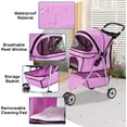 thumbnail image 2 of Dkeli 3-Wheeled Folding Dog Stroller with Free Pad & Cup Holder, Pink, 2 of 7