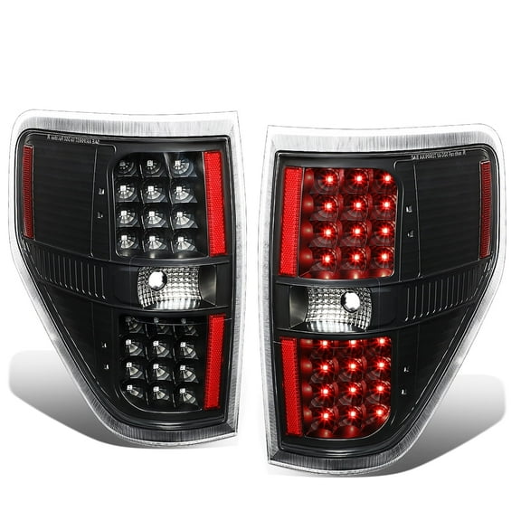 DNA Motoring For 09-14 Ford F150 Full LED Black Clear Tail Light Brake Lamps Pair