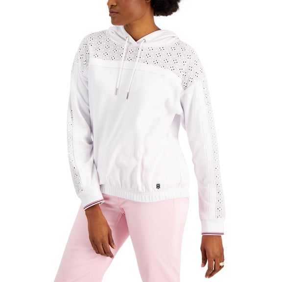 Tommy Hilfiger Eyelet Inset Hoodie Bright White S