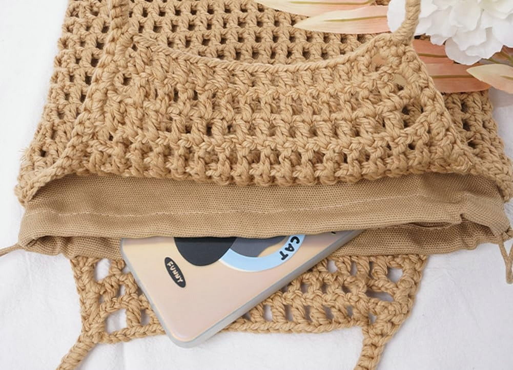 HMSHA Beach Tote Bag for Women Summer Crochet Knit Hollow Handbags Stylish Tote for Beach Travel and Everyday Use 2025