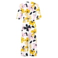 thumbnail image 4 of Nuoqisi Women Summer Floral Print Casual Short Sleeved V-neck Back Zipper Side Pocket Jumpsuit Pants, 4 of 5