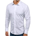thumbnail image 3 of Kddylitq Men’s Muscle Fit Dress Shirts Athletic Slim Fit Long Sleeve Stretch Wrinkle-Free Casual Button Down Shirt White L, 3 of 3
