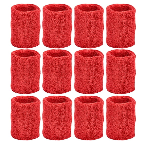 Bandas para sudor Tourna 12 unidades rojas de algodón de 3" de grosor