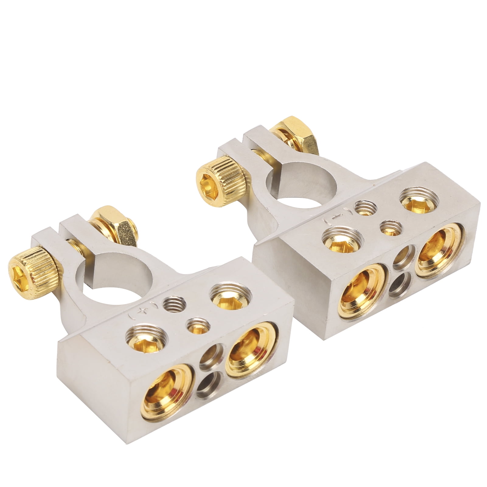 Cergrey Car Audio Battery Terminal,Battery Terminal Clamp,Positive Negative Battery Terminals Connector 0/4/8/10 Gauge Terminal Clamp With Spacer Shims For Car Yacht Audio