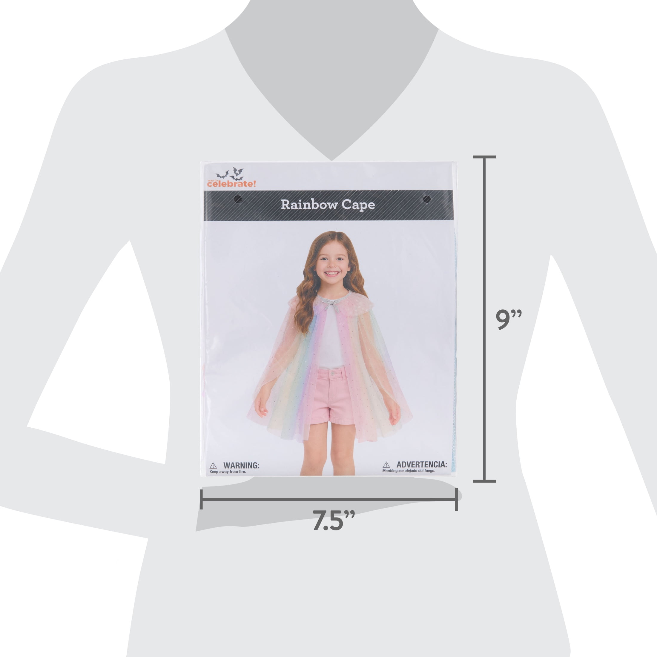 Rainbow Cape Costume Accessory for Children, Multicolor, One Size, Halloween by Way To Celebrate