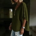 thumbnail image 4 of ZGRBOU Cotton Linen Shirts for Women Fasion V Neck Ruffled Half Sleeve Tops Summer Casual Loose Comfy Blouses, 4 of 6