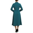 thumbnail image 3 of INSPIRE CHIC Women's Formal Blazer Dresses Lapel Collar V Neck Long Sleeve A-Line Work Dress S Blue Green, 3 of 5
