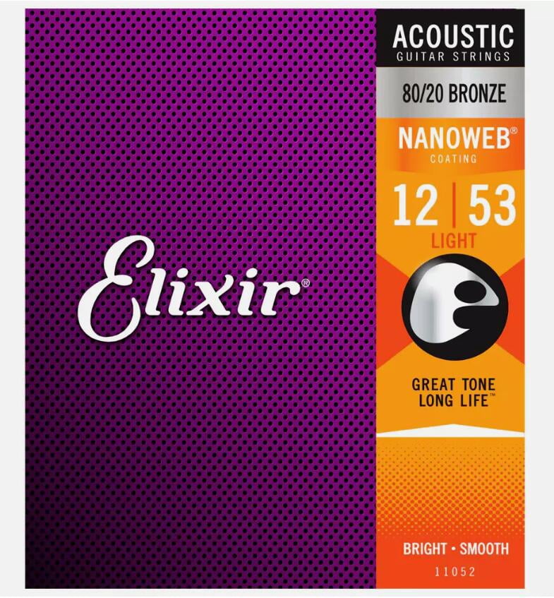 3 Pack! Elixir Light 12-53 Acoustic 80/20 Bronze Strings Nanoweb 11052