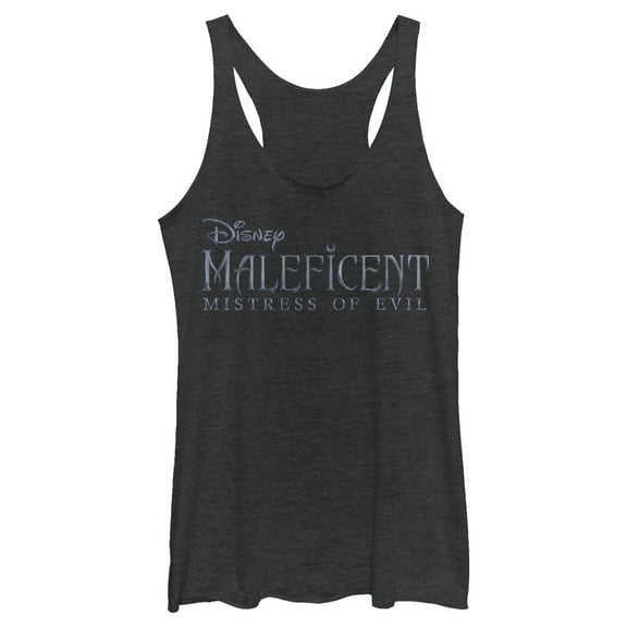 Women's Maleficent: Mistress of All Evil Basic Movie Logo Racerback Tank Top Black Heather X Small