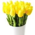 thumbnail image 1 of 10 Ramo de Tulipanes Artificiales de PU Oso de Fresa Tacto Realista Amarillo, 1 of 5