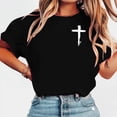 thumbnail image 2 of Rutainlusire Womens Trendy Daily Cross Printed Loose Blouse Tops Women's Printed T-Shirt Short Sleeved Round Neck Pullover Casual Fashionable Top, 2 of 5