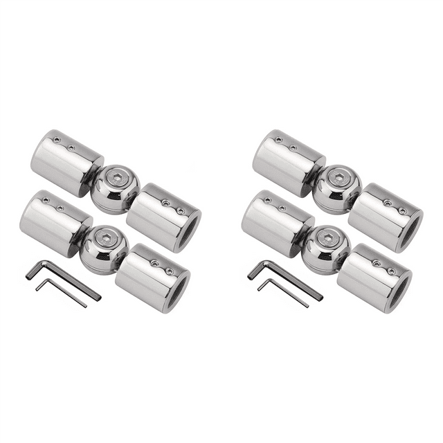4 Pcs Connecteur d'Angle pour Tringles à Rideaux, Connecteur d'Angle Réglable pour Tringles à Rideaux de 1 Pouce (Argent)