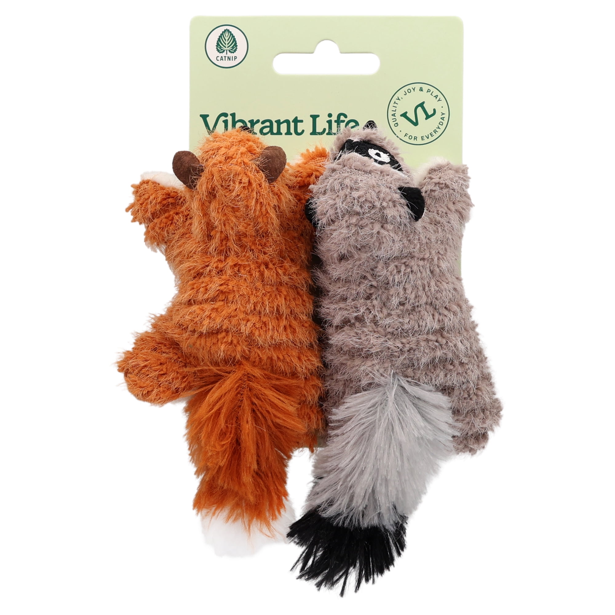 Vibrant Life Plush Cat Toys with Crinkle and Catnip, Lemur and Squirrel, 2 Count