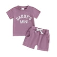 thumbnail image 4 of Hessimy Toddler Girl Cotton Short Sleeve T-Shirt Shorts Set Outfits with Pockets,Stretchy Waist Comfort(Purple,18-24 Months), 4 of 4