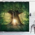 thumbnail image 1 of Ambesonne Tree Shower Curtain, Thirving Jungle Spring Season, 69"Wx84"L, Green Pale Yellow, 1 of 3