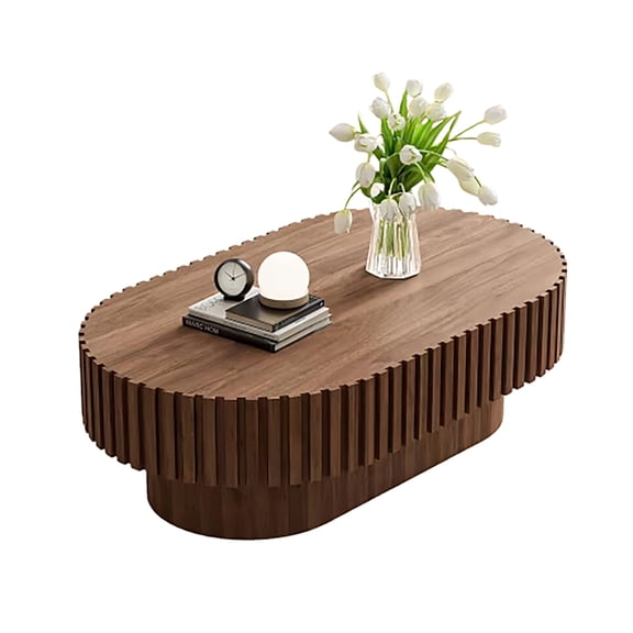 Kevinplus Oval Coffee Table for Living Room, Bedroom, Apartment, Office, Walnut，43 Inch