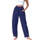 thumbnail image 1 of Pantalones elásticos de lino de cintura alta para mujer, informales: pantalones ligeros de verano para hacer ejercicio, 1 of 8