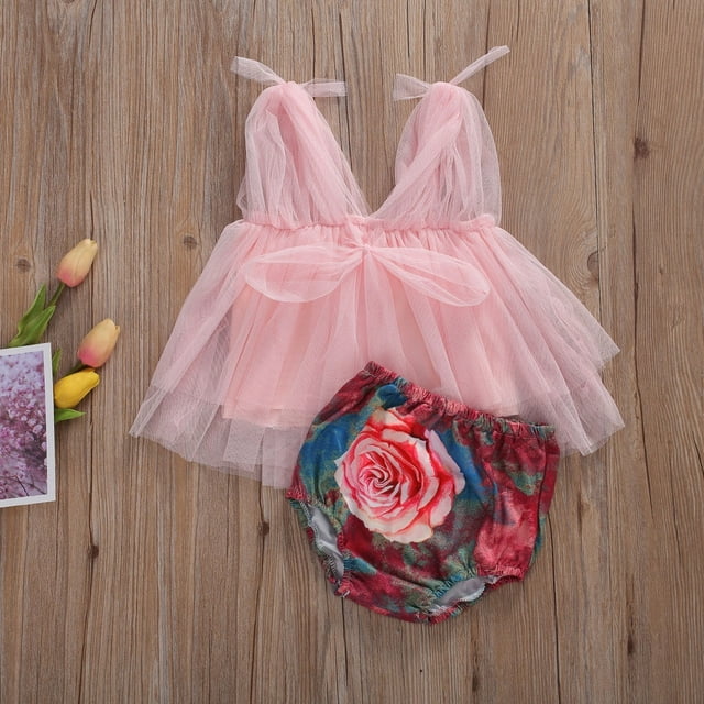 Ensemble de Vêtements pour Bébés Filles, Hauts Sans Manches à Fleurs, Robe et Shorts