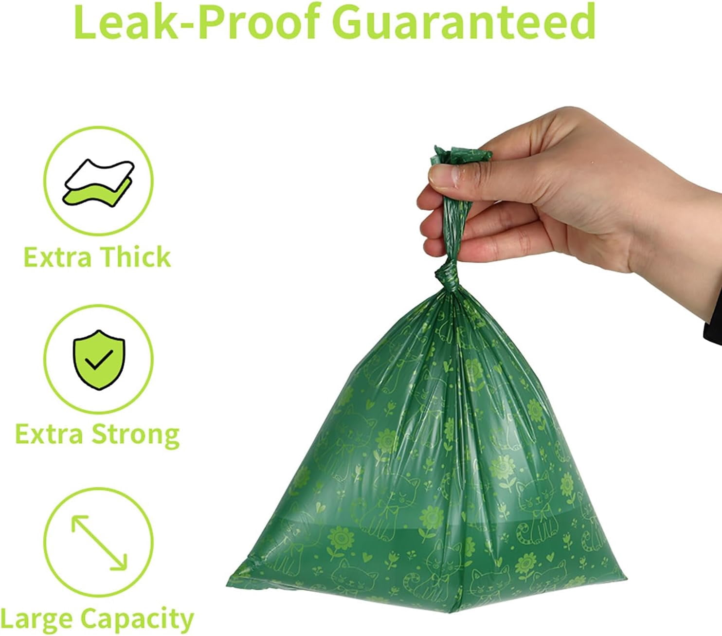 40PCS Pet Waste Sacks with Bag Dispenser, Certified Compostable Dog Poop Bags Landfill Friendly and Leakproof Dog Waste Bags (Pink & Green)