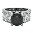 thumbnail image 4 of Black Diamond Engagement Rings for Women 7.30 mm 4.85 carat Past Present Future Style 14K White Gold, 4 of 5