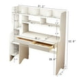 thumbnail image 2 of WILK Solid Wood Kids Study Desk  Drafting Table Student's Computer Station and Writing Desk with Multiple Bookshelf, Drawer and Large Desktop (White), 2 of 7