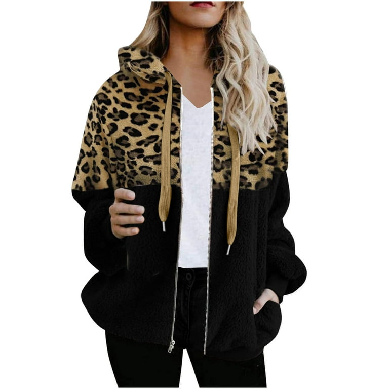 Leopard fleece zip up new arrivals