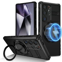 Dteck for Samsung Galaxy S21 Ultra Case with Rotating Ring Stand, Compatible with MagSafe, Heavy Duty Magnetic Phone Case for Samsung Galaxy S21 Ultra 5G,Black