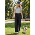 thumbnail image 4 of DOKOTOO Women Wide Leg Jeans High Waisted Stretch Denim Flare Pants Vintage Black High Rise Loose Fit Raw Hem Five Pocket Jeans US Size, 4 of 10