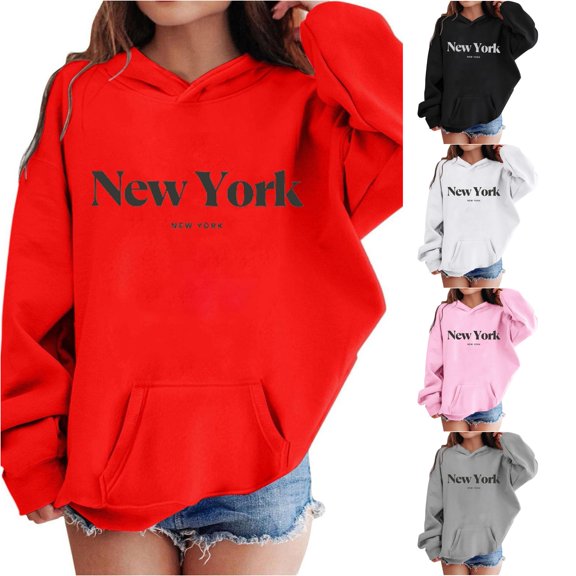 JAJAHO Kids Hoodies For Girls New York Long Sleeve Oversized Sweatshirts, Sizes 3-14Y