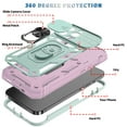thumbnail image 2 of iPhone 13 Pro Case,Dteck Shockproof Rubber Slide Camera Lens Protection Hybrid PC Ring Holder Kickstand Card Slot Design Cover For Apple iPhone 13 Pro 6.1-inch,Green+Pink, 2 of 9