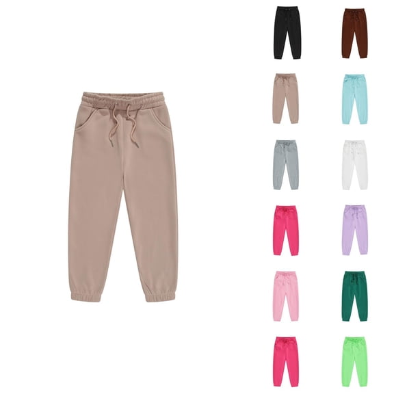 Girls Boys Sweatpants 2025 Fashion Elastic Waist Drawstring Solid Color Joggers Kids Sweat Pants with Pockets