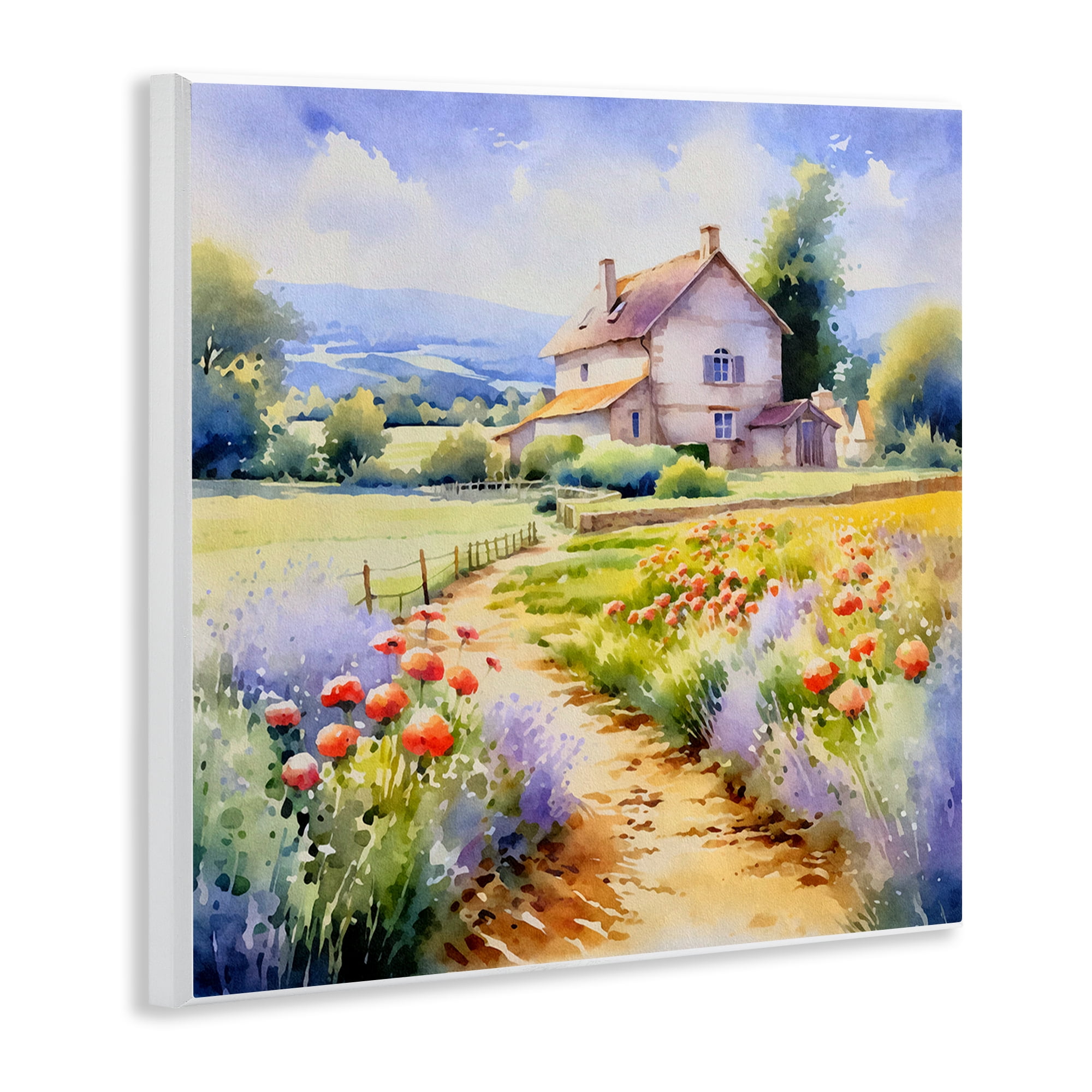 Stupell Industries Provence Cottage Gardens Landscape & Nature Painting Unframed Art Print Wall Art, 12 x 12