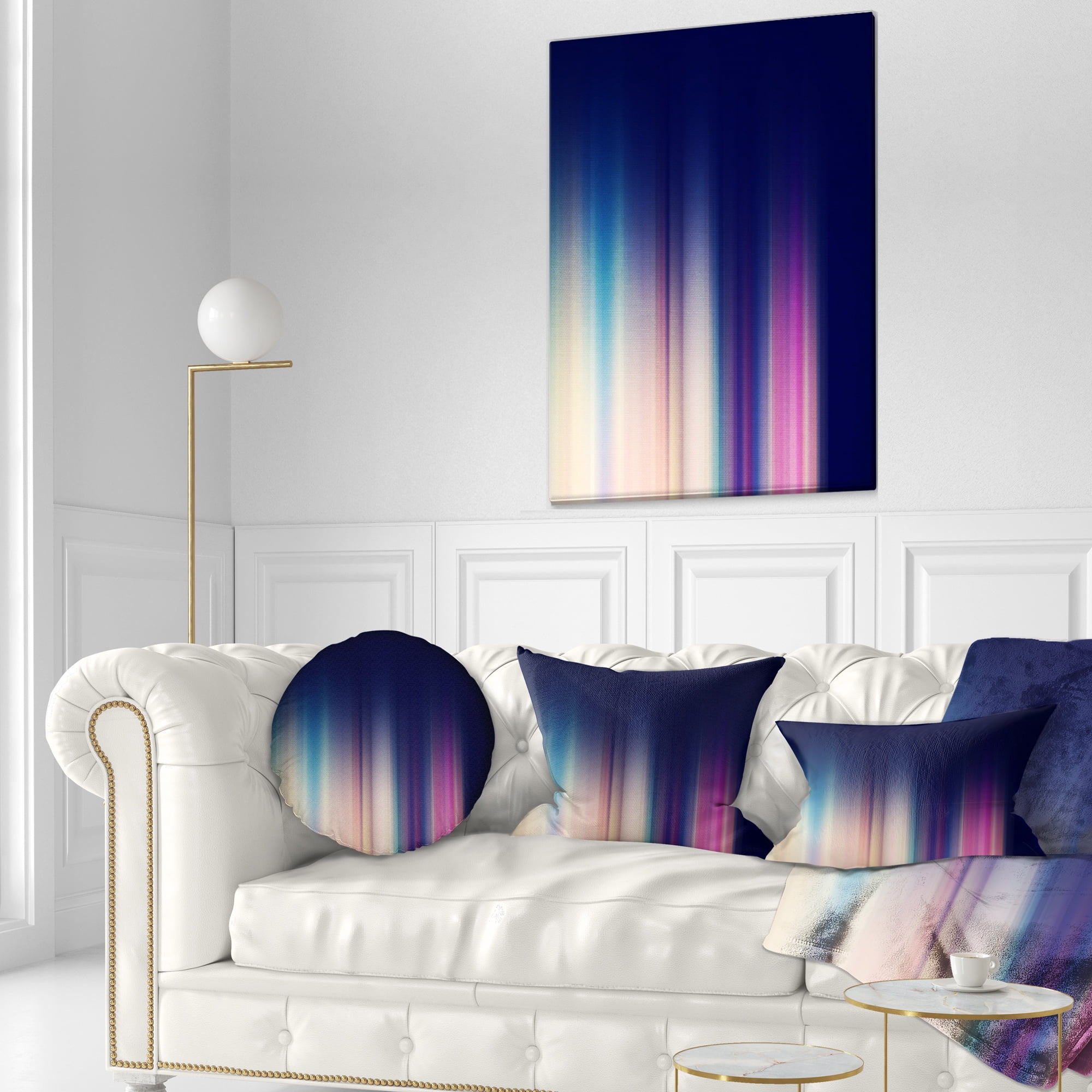 Designart Neon Blue Abstract Lines - Abstract Throw Pillow - 12x20