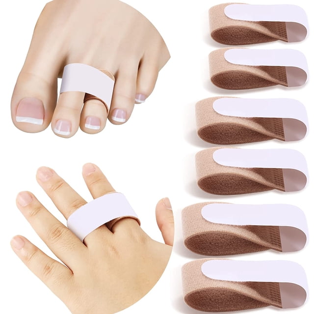 Broken Toe Splint, 6 Pieces Broken Toe Splint Finger Wrap Loop Bandages Cloth Padded Toe Bandages Protectors Separator Finger Support, 3 Sizes