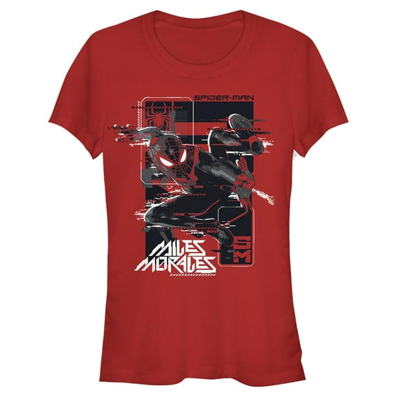 Junior's Marvel Spider-Man: Miles Morales Glitch Frame Graphic Tee Red Large