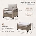 thumbnail image 6 of COOS BAY 4-Piece Brown Wicker Bistro Patio Set Rattan Chair Conversation Sets Dining Chair and Ottomans with Gray Cushions, 6 of 8