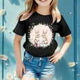thumbnail image 2 of NINGMENG Hauts et T-Shirts pour Filles, Lapin de Pâques, Col Rond, Manches Courtes, Décontracté, Noir, 10-11 Ans, 2 of 4