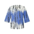 thumbnail image 4 of Summer Plus Size Tops For Women 2023 Trendy Summer V-Neck 3/4 Sleeve Print Casual T-shirt Blouse Up to 65% off, 4 of 5