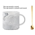 thumbnail image 4 of Injueey Taza de café con patrones de marmoleado, cuchara de agua, cerámica para desayuno, jugo, té de la leche, taza con asa, regalo para parejas Juegos de servir café y té Injueey HA080592-00, 4 of 6